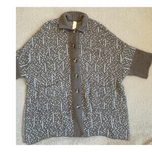 Marla Wynne Tunic Cardigan Small Oversized Slit Open Beach Lagenlook Sweater